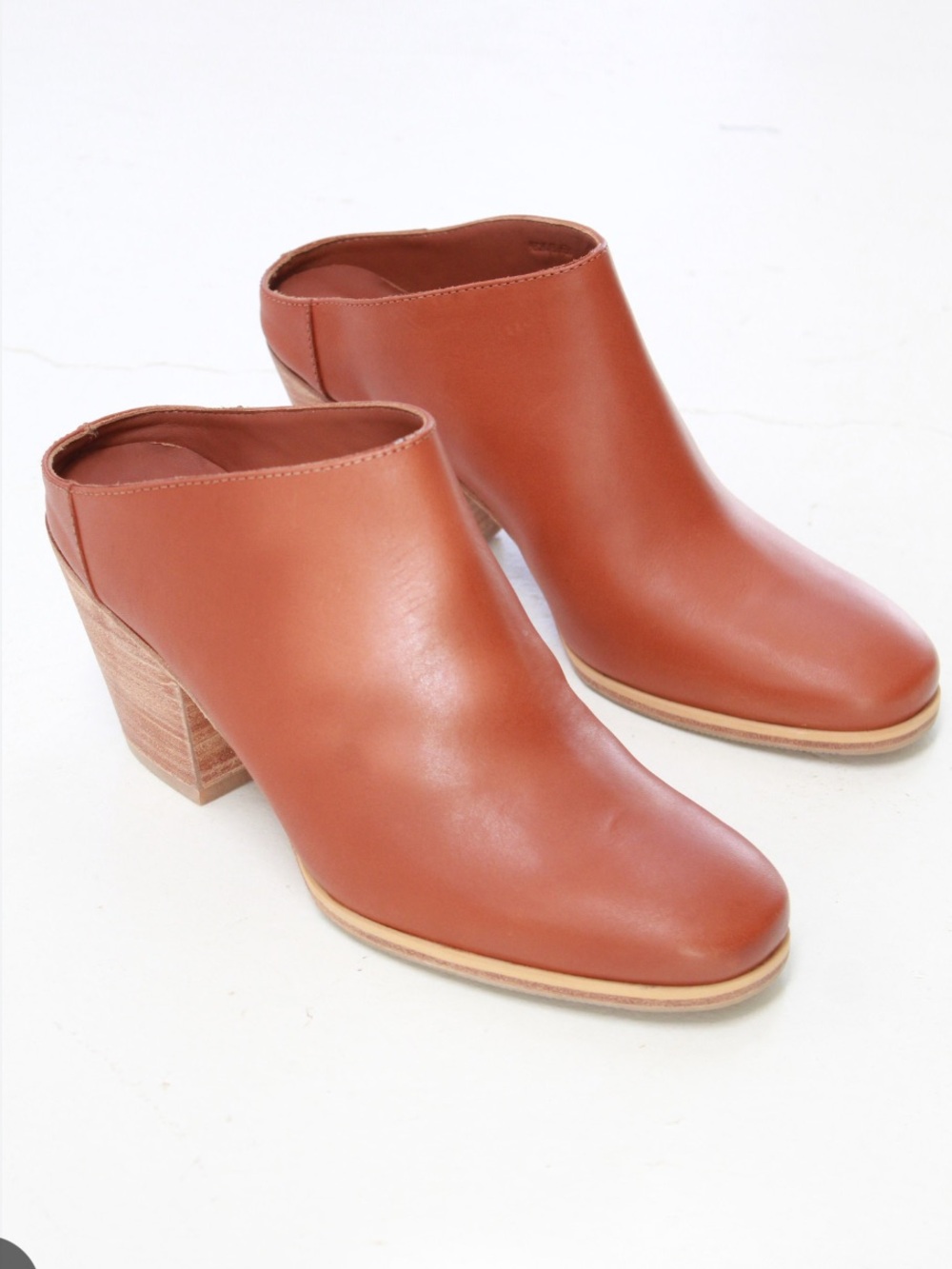 Women's Tan Leather Mule Booties - Classic Ankle Boots